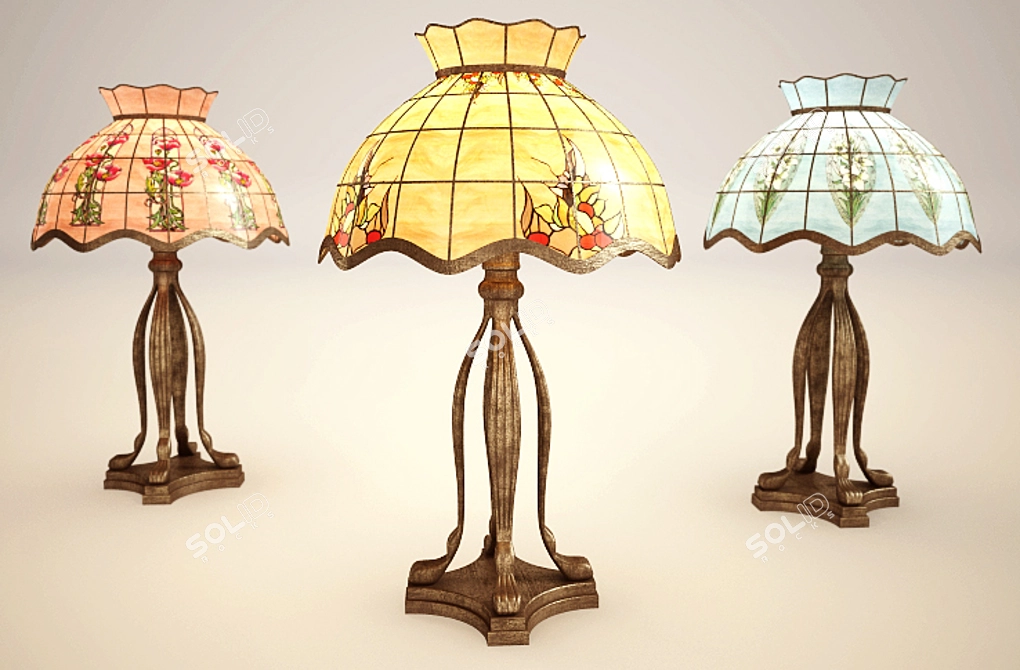 Radiant Glow Stained Glass Lamps 3D model image 1
