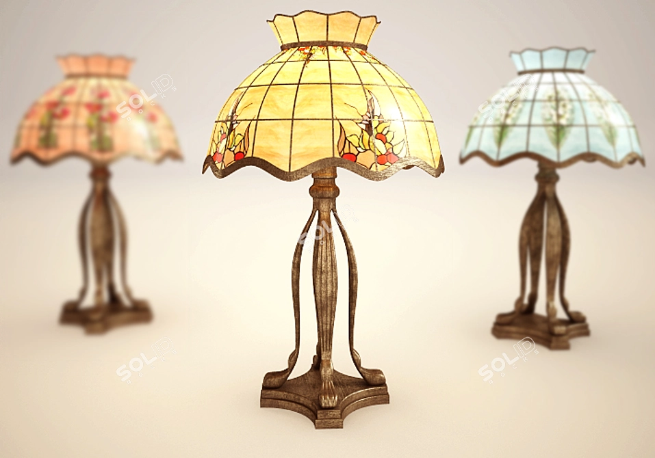 Radiant Glow Stained Glass Lamps 3D model image 2