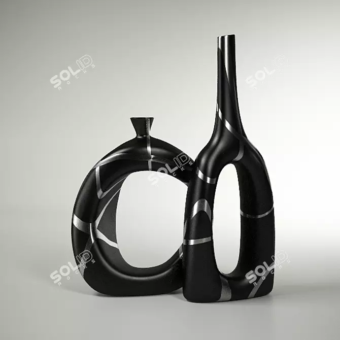 Modern Abstract Glass Vases 3D model image 1