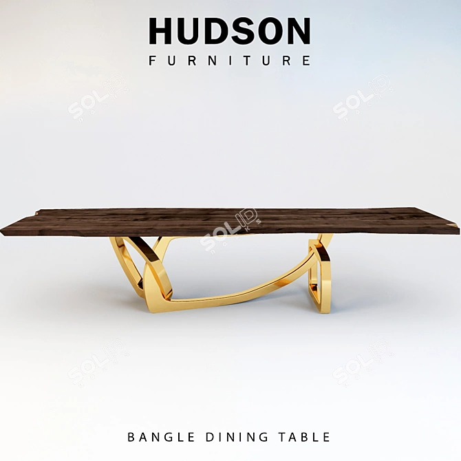 Modern Bronze Wood Dining Table 3D model image 1