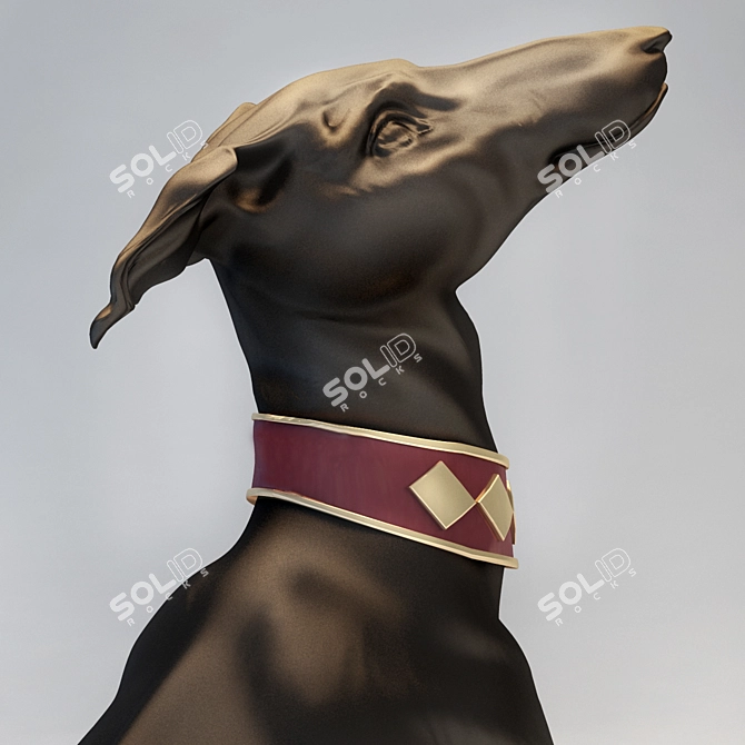 Elegant Lladro Attentive Greyhound 3D model image 3