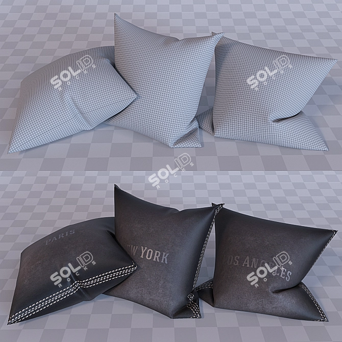 Luxury Cushion Set with Texture 3D model image 1