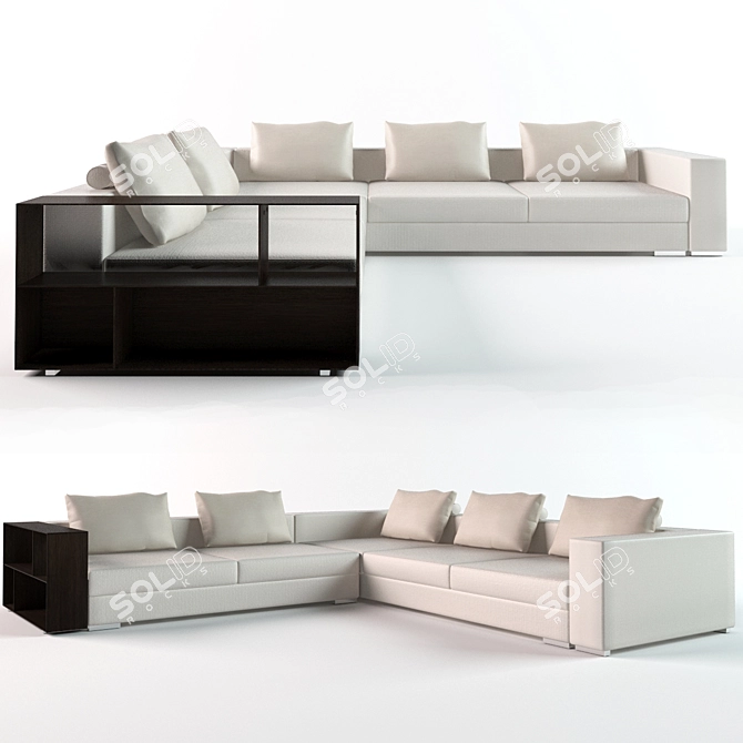 Versatile Modular Sofa with Shelves 3D model image 1