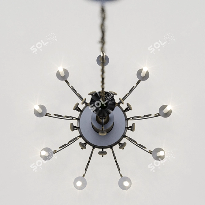 Elegance in Iron: Handcrafted Chandelier 3D model image 2