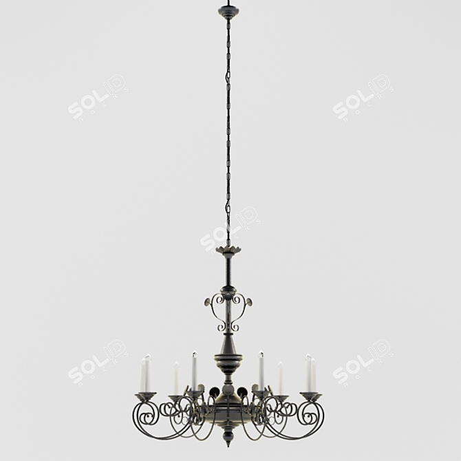 Elegance in Iron: Handcrafted Chandelier 3D model image 3