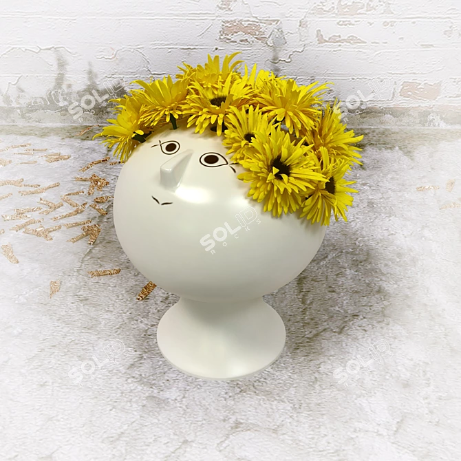 Charming Ceramic Flower Vase 3D model image 1