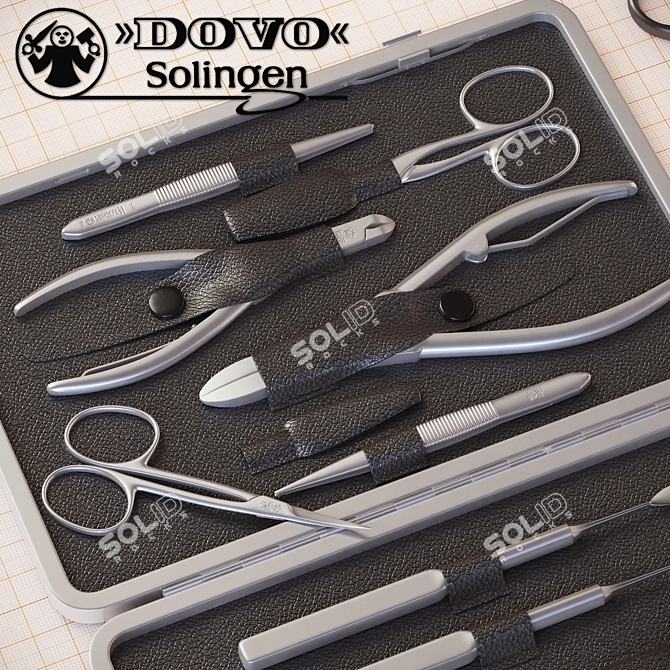 Dovo-Solingen Manicure Set: Scissors and Hairbrush 3D model image 2