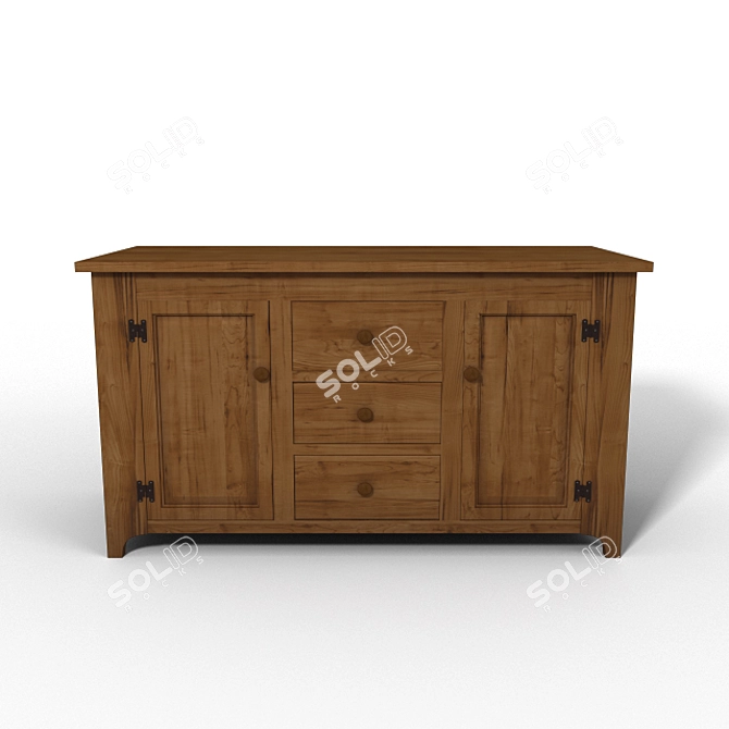 Vintage Pine Chest of Drawers 3D model image 1