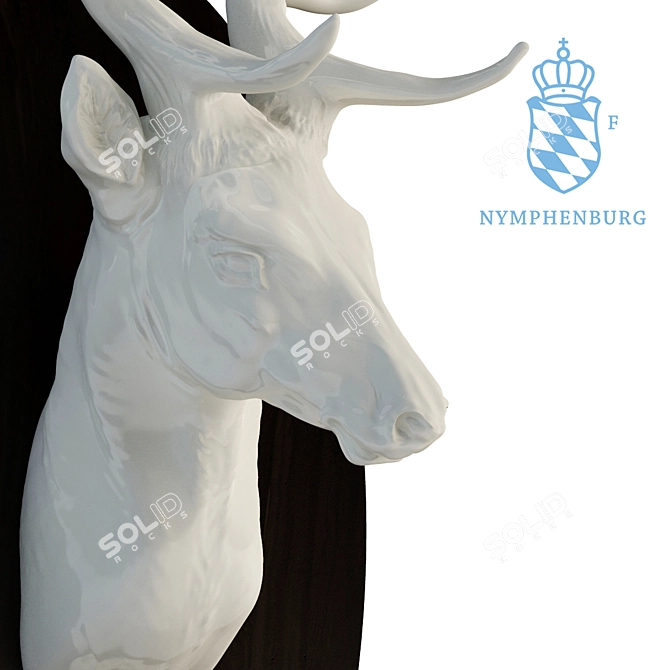 Elegant Nymphenburg Deer Trophy 3D model image 2