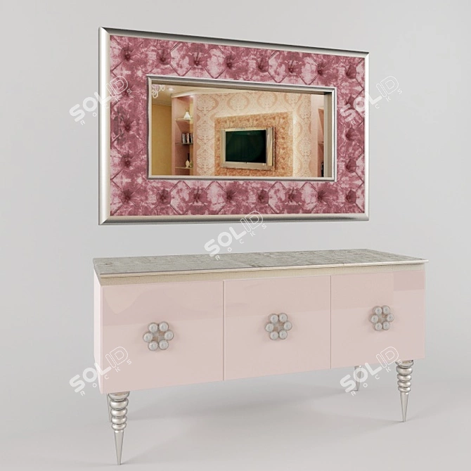 Elegant Vanity Table Set 3D model image 1
