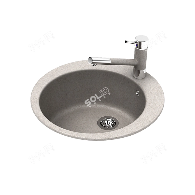 Granite Sink AquaSanita + Faucet 3D model image 1
