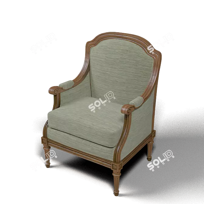 Elegant Bergere Chair - 56x65x94 Dimensions 3D model image 1