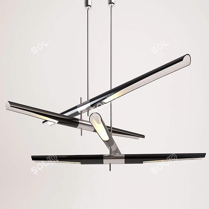 Sleek Black Ceiling Lamp: David Weeks Studio's Hennen Mobile 3D model image 1