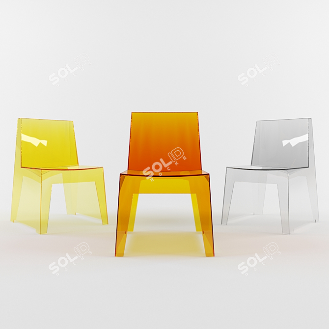 Colorful Trio of Chairs 3D model image 2