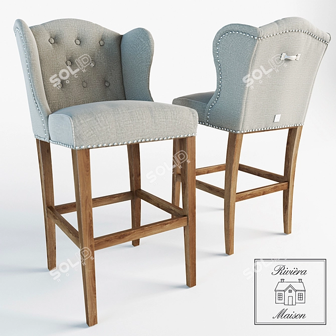 Riviera Maison Keith Lowback Bar Stool 3D model image 1