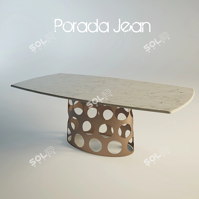 Elegant Metal-Based Dining Table 3D model image 1