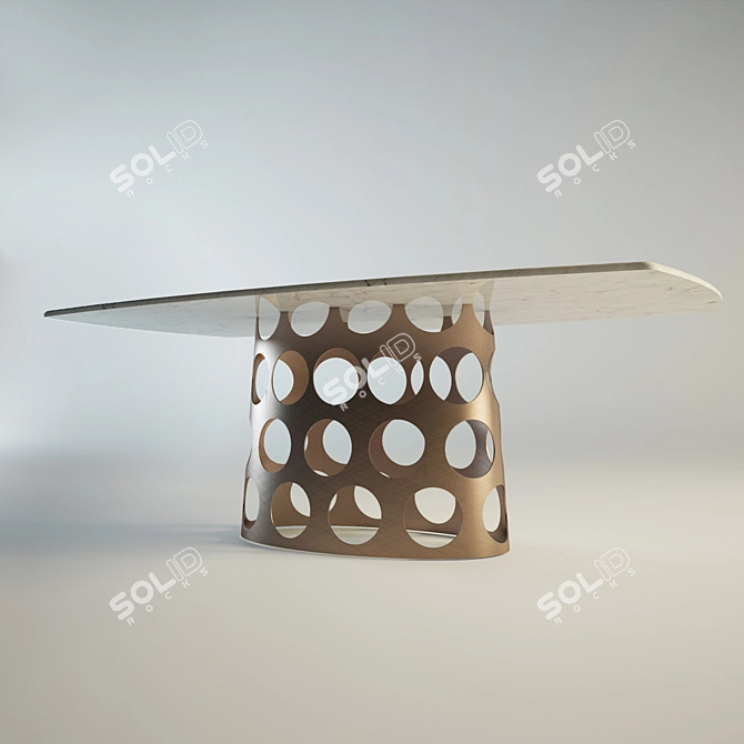 Elegant Metal-Based Dining Table 3D model image 2