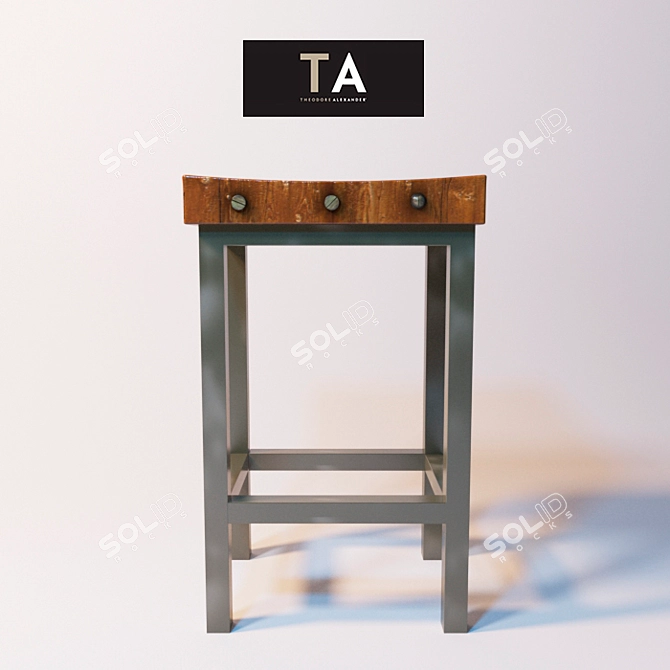 Vintage-Inspired Barstool: Theodore Alexander Hardy Byron Stool 3D model image 2