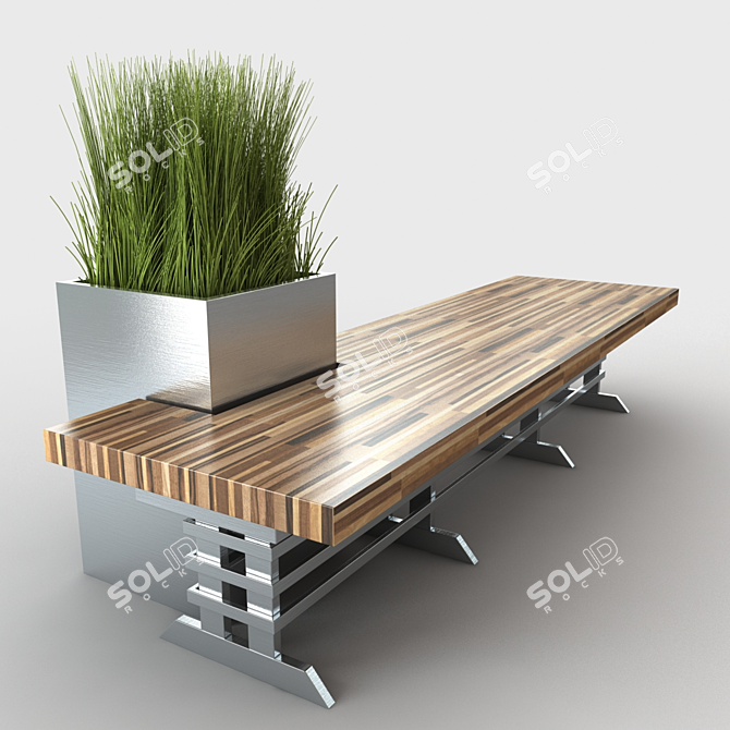 Modern Outdoor Bench 3D model image 1