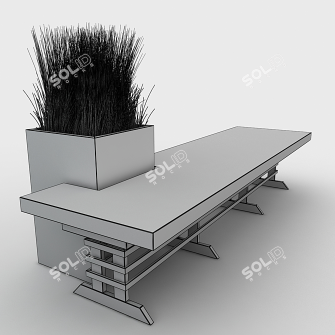Modern Outdoor Bench 3D model image 2