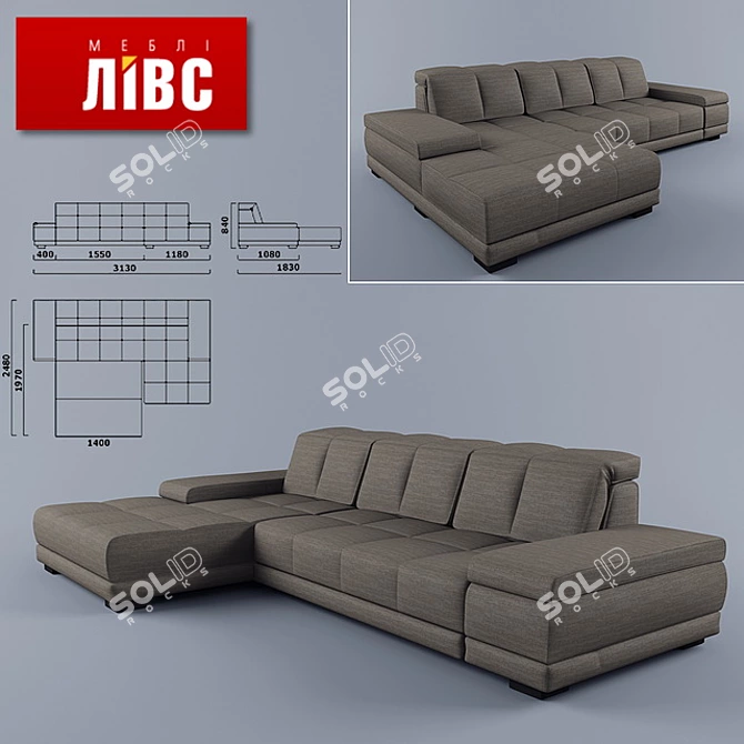 Elegant Palermo Sofa: Luxurious Comfort 3D model image 1