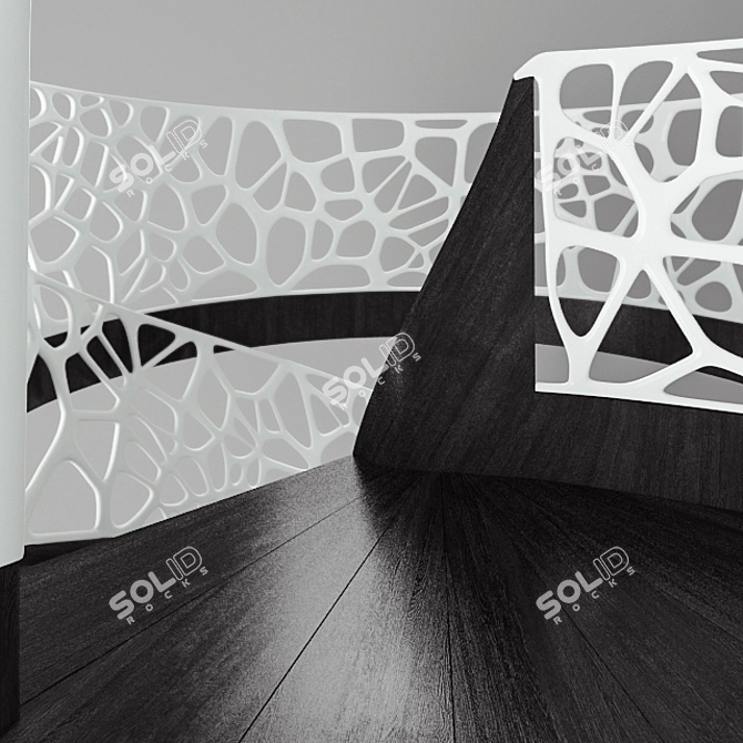 Black Wood Spiral Staircase 3D model image 2