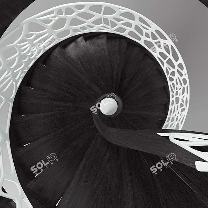 Black Wood Spiral Staircase 3D model image 3
