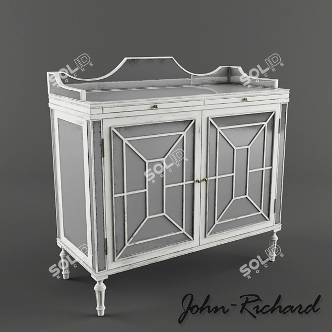 Elegant Silver Mirrored Console 3D model image 1