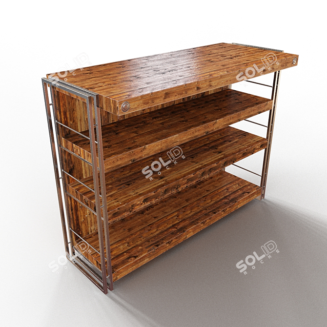 Industrial Style Acacia Wood Bar Counter 3D model image 2