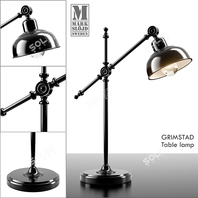 Rustic Black Metal Table Lamp 3D model image 1