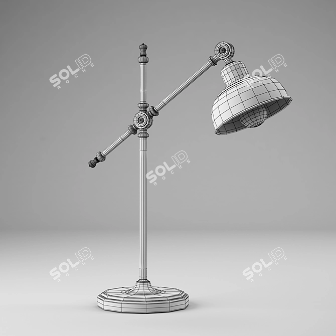 Rustic Black Metal Table Lamp 3D model image 2