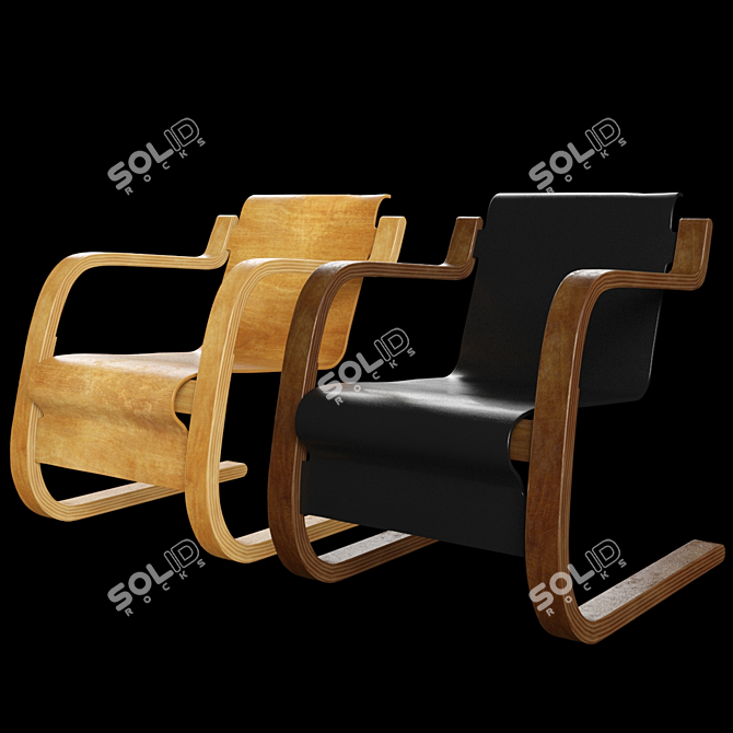 Vintage Alvar Aalto Chair42 3D model image 1