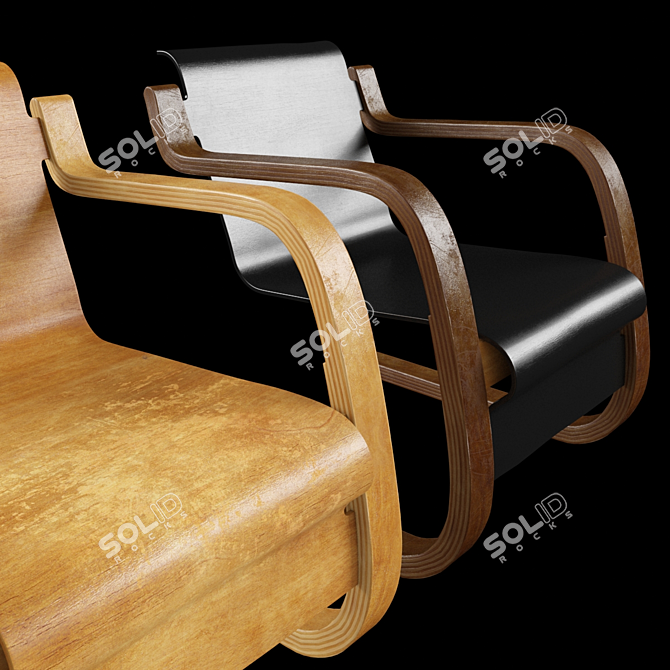 Vintage Alvar Aalto Chair42 3D model image 2