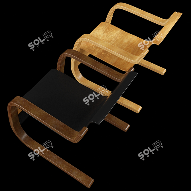 Vintage Alvar Aalto Chair42 3D model image 3