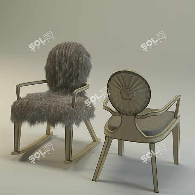 Title: Ocean Monarch: Plush Rocking Chair 3D model image 1