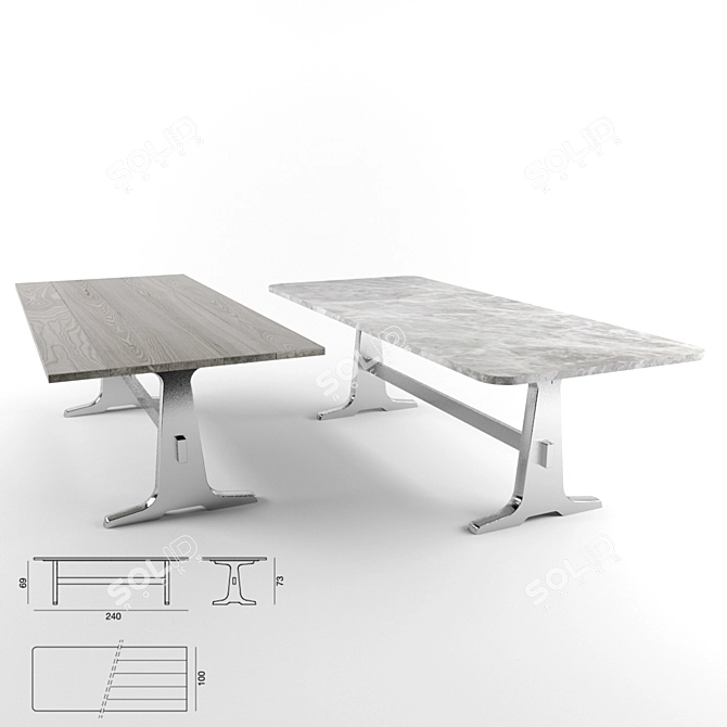 Gervasoni Brick 133: Sleek Wooden Table 3D model image 1