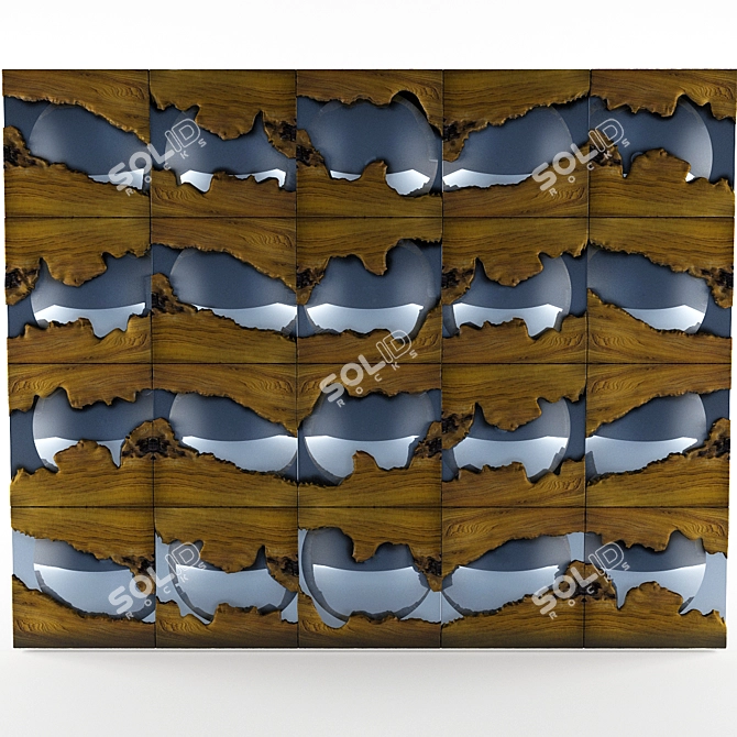 Title: Elegant Wooden Glass Panels 3D model image 1