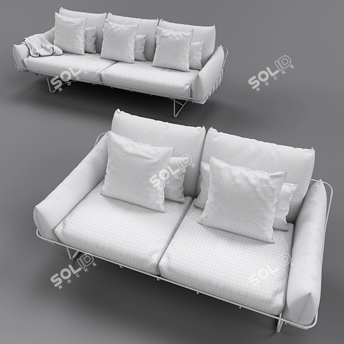 Sleek Wireframe Sofa 3D model image 3