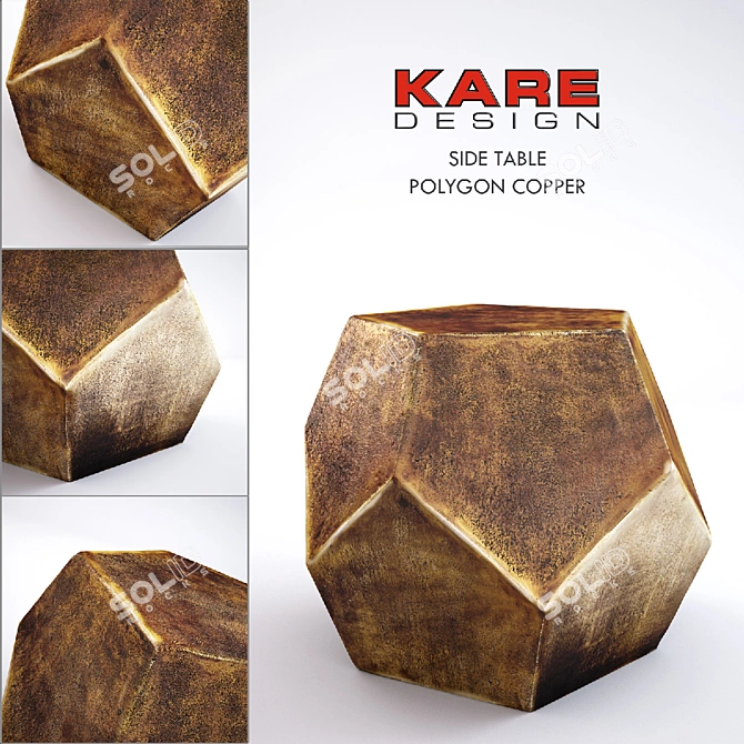 Elegant Kare Polygon Copper Table 3D model image 1