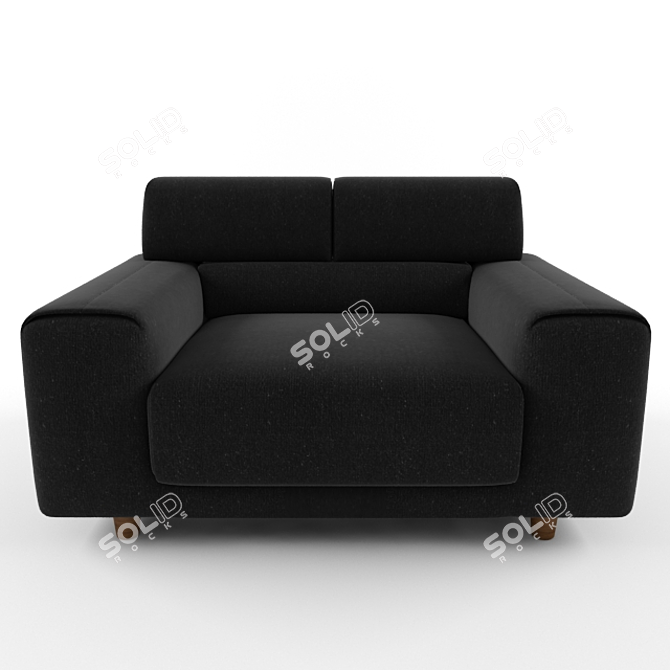 Elegant Black Fabric Armchair 3D model image 2