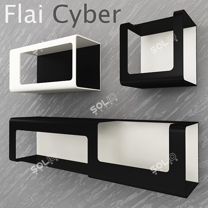 Sleek Cyber Shelves 3D model image 2