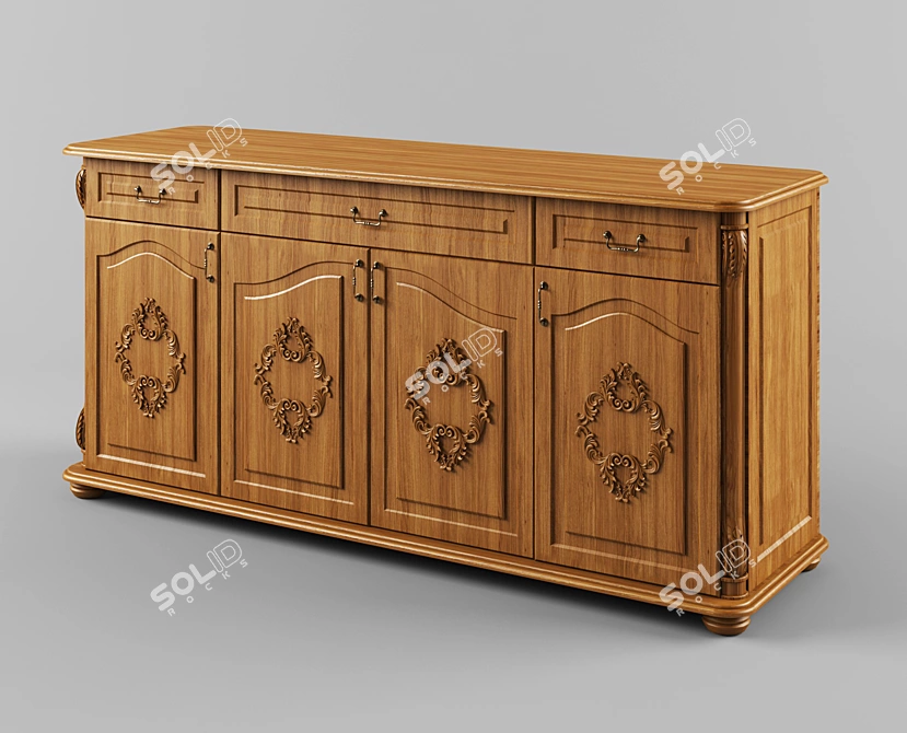 Spacious Four-Drawer Dresser 3D model image 1