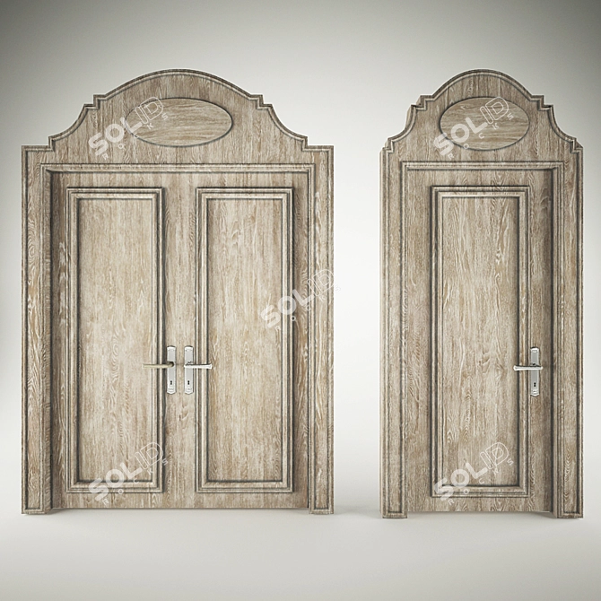 Classic Wooden Doors | 2700mm with Portal 3D model image 2