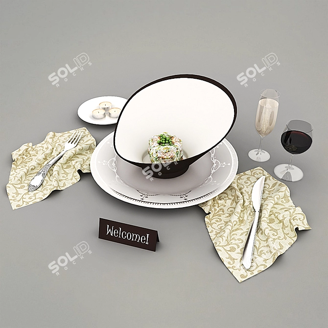Elegant Table Setting Bundle 3D model image 1
