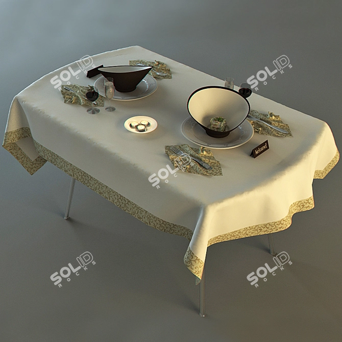 Elegant Table Setting Bundle 3D model image 2