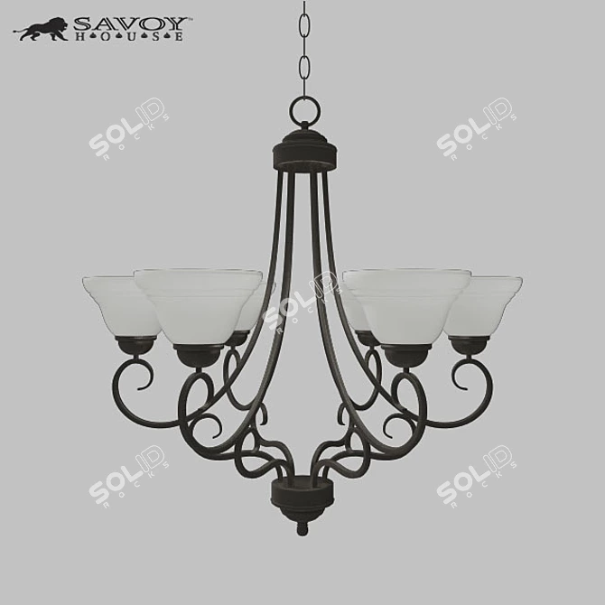 Sleek 6-Light Satin Nickel Chandelier 3D model image 1