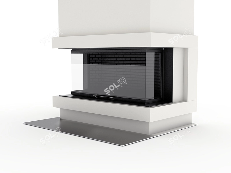  Sleek Anthrazit Brunner Panorama Fireplace 3D model image 1
