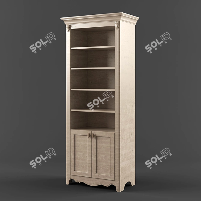 Modern 4-Tier Bookcase - 2200x800x600 3D model image 1