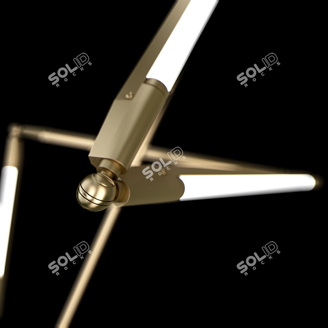 Sleek Brass LED Helix Pendant 3D model image 2