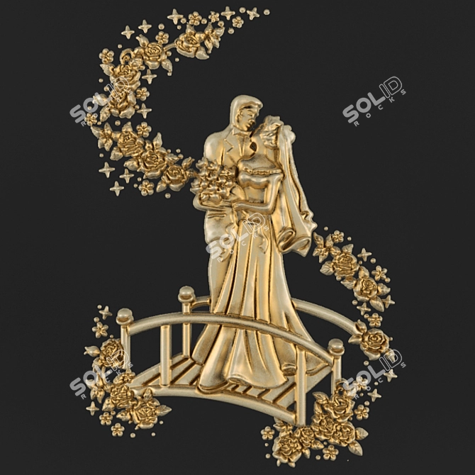 Elegant Wedding Bas Relief 3D model image 1